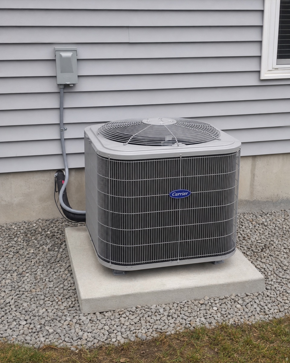 Illustrative installed outdoor HVAC equipment from the sample report